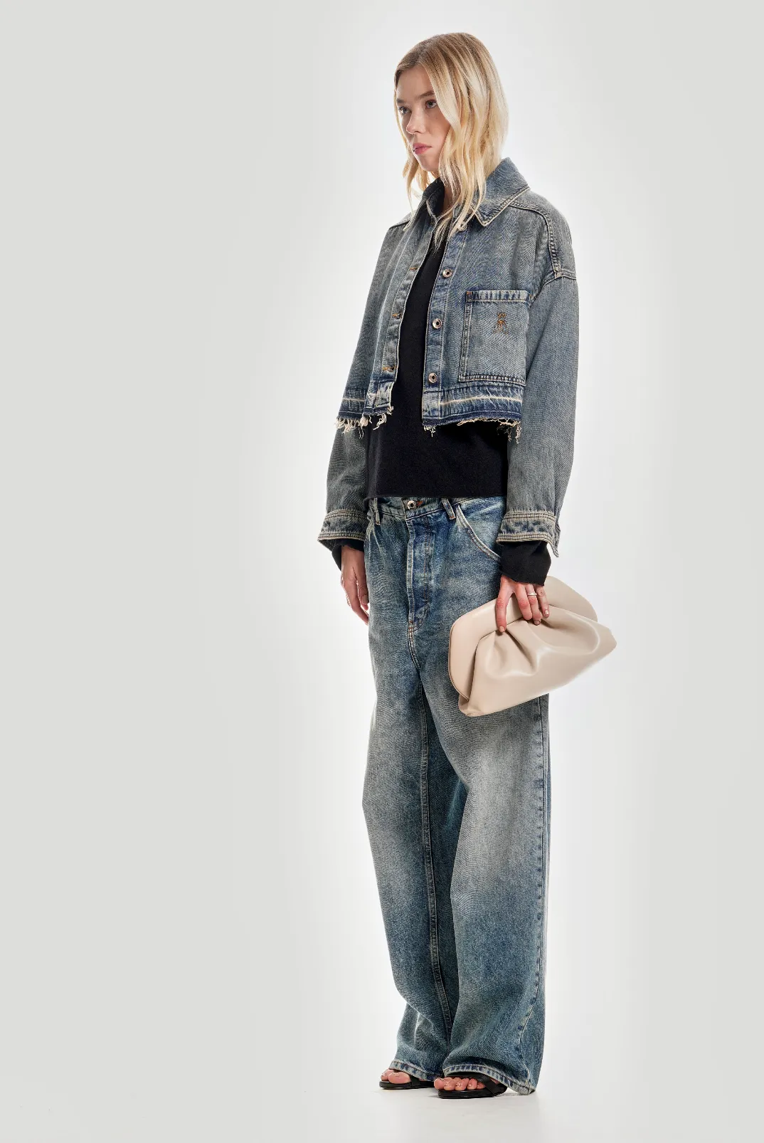 Giubbino maniche lunghe in jeans blu