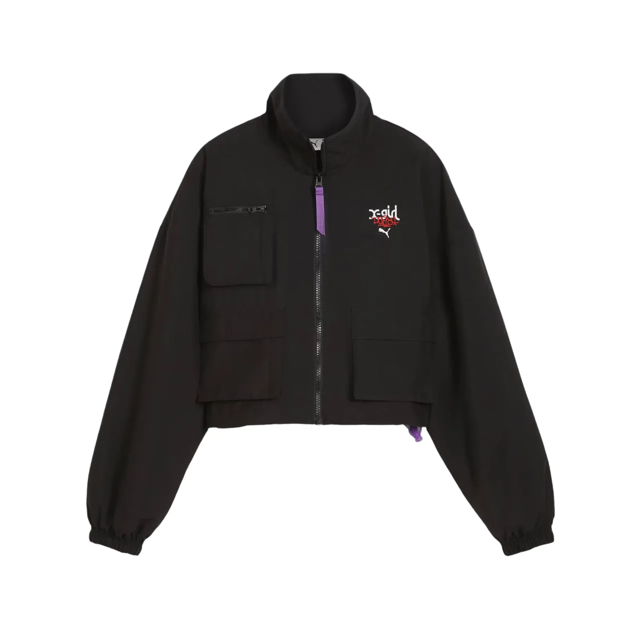 Giubbino nero con logo per bambina