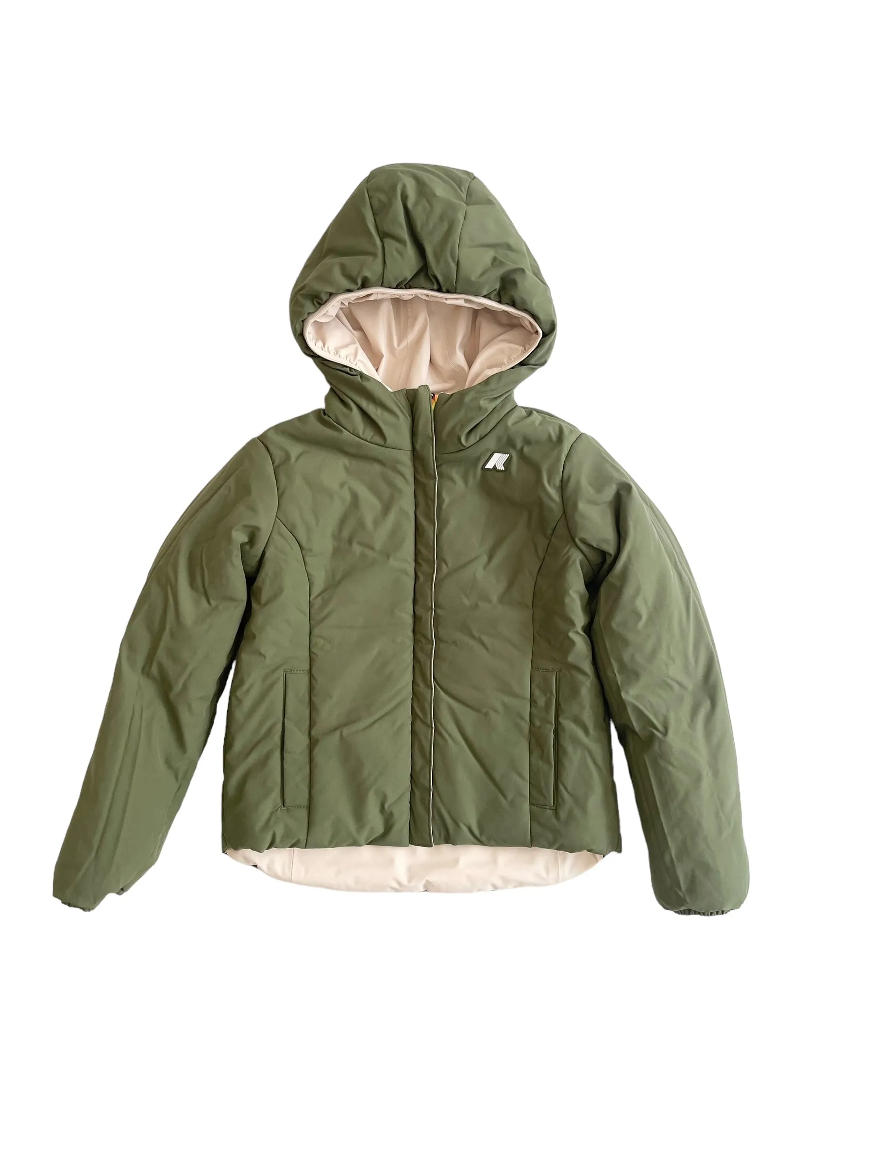 Giubbino rosa e verde reversibile per bambina