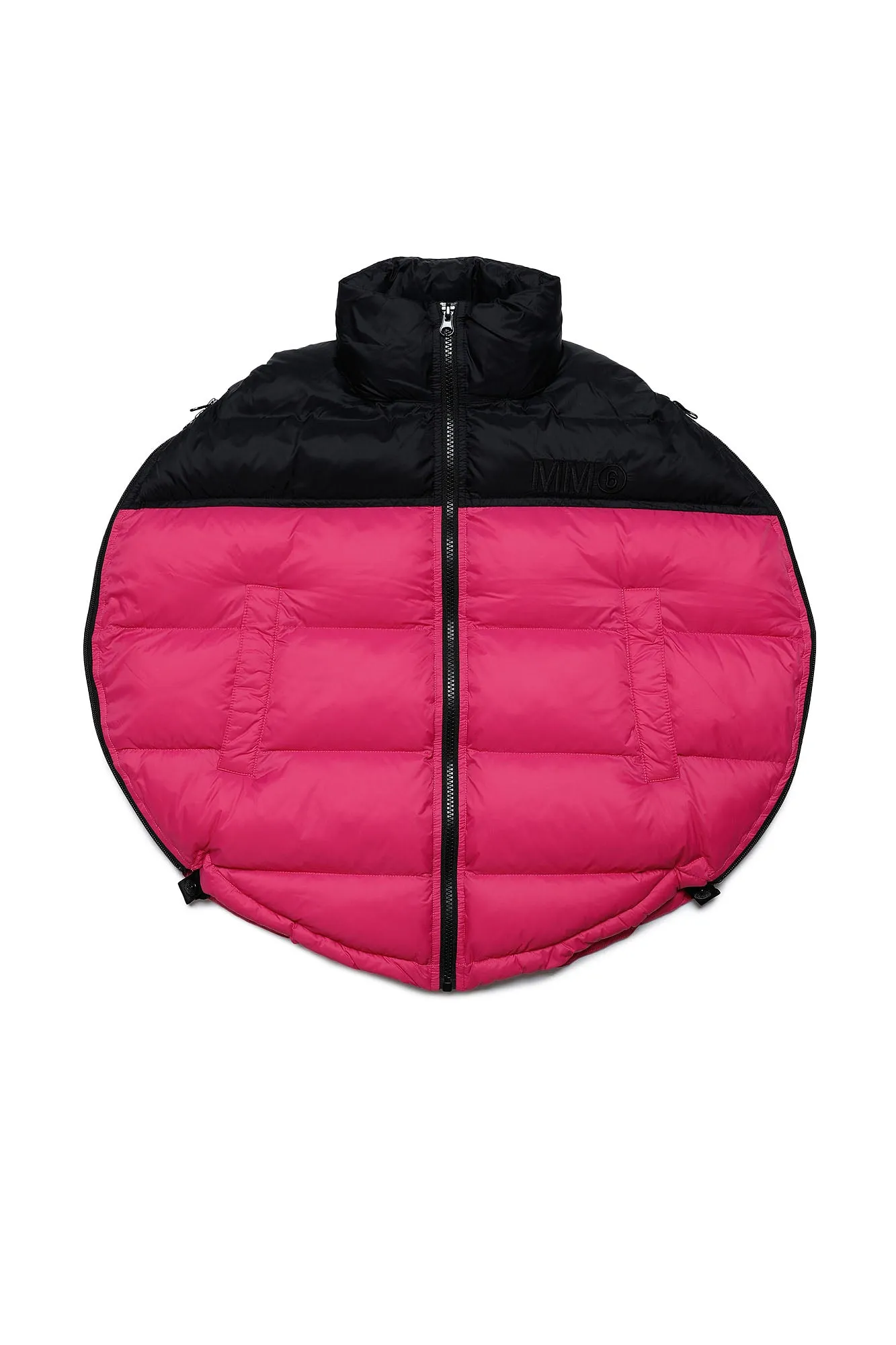 Giubbino round bicolore fuxia-nero per bambina