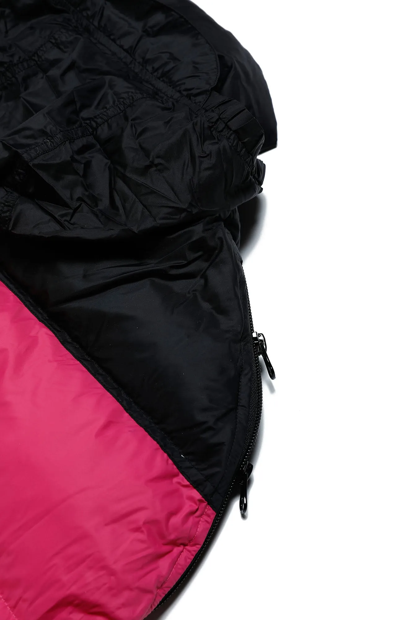 Giubbino round bicolore fuxia-nero per bambina