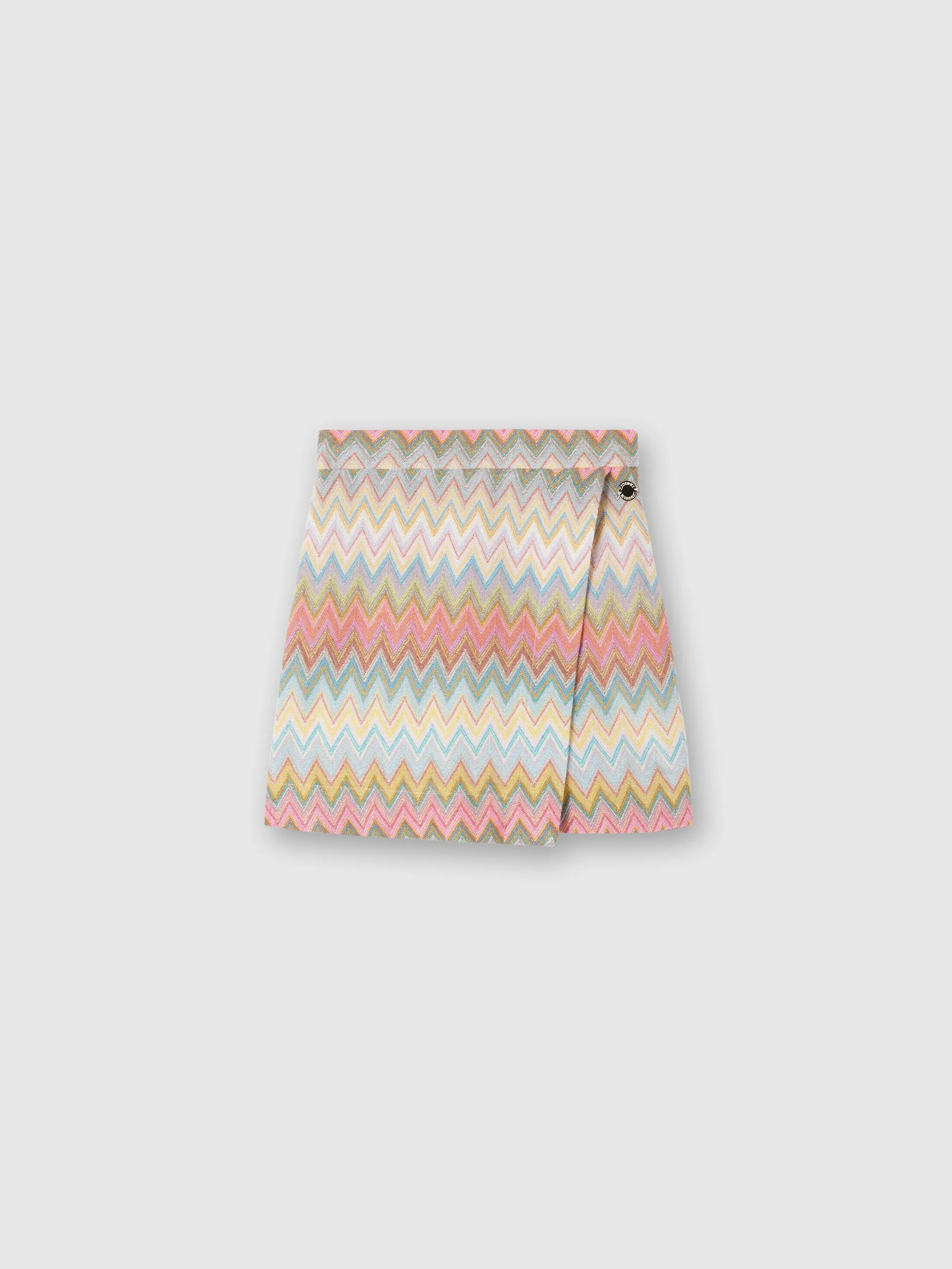 Gonna a portafoglio in maglia zig zag lamé