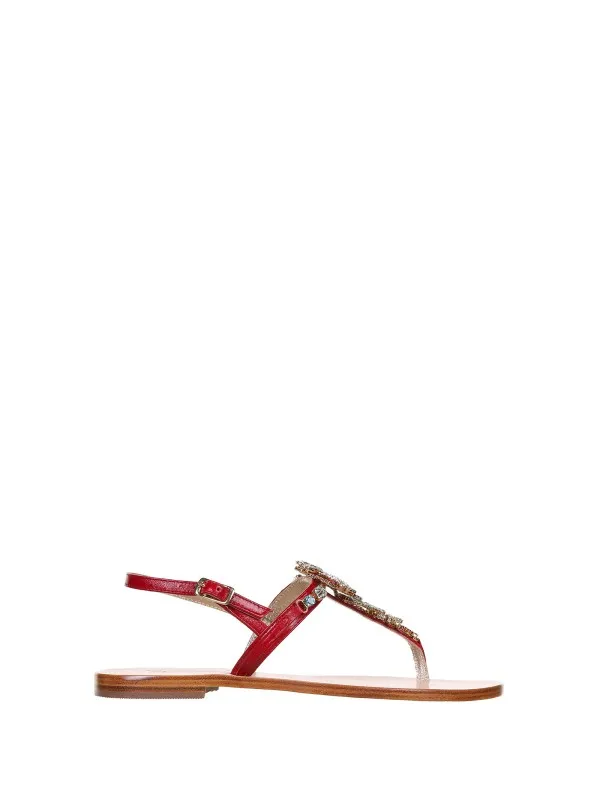 Handmade Red Jewel Sandals