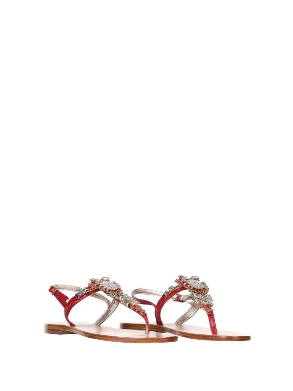 Handmade Red Jewel Sandals