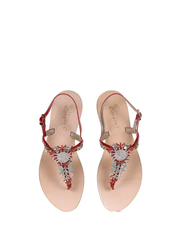 Handmade Red Jewel Sandals