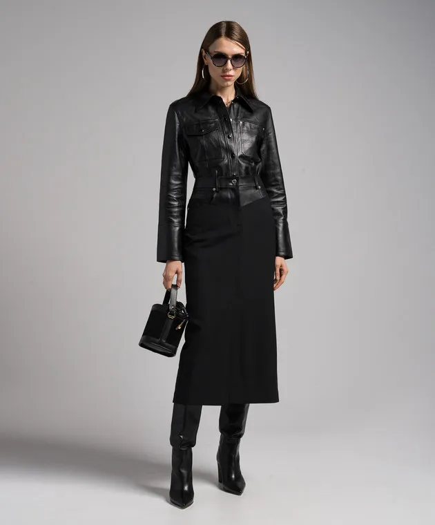 Helmut Lang Camicia in pelle nera N06HW507