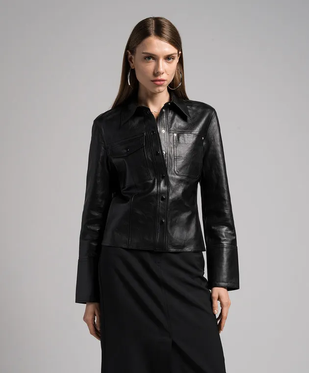 Helmut Lang Camicia in pelle nera N06HW507