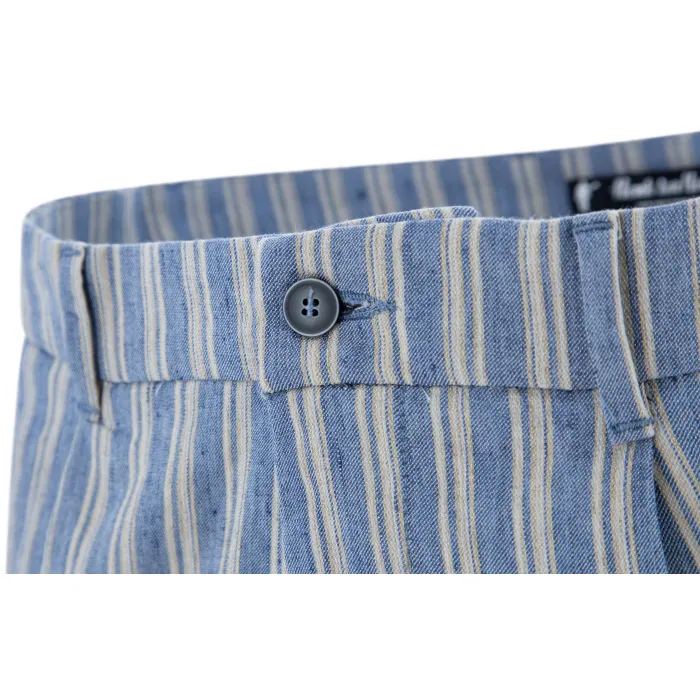Henk ter Horst pantaloni moda in lino Blu-grigio