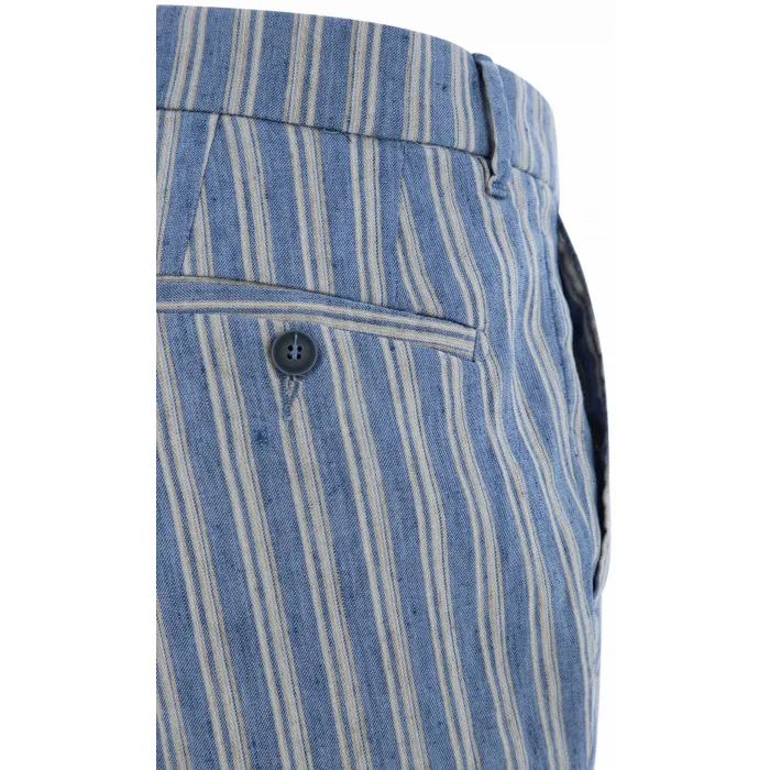 Henk ter Horst pantaloni moda in lino Blu-grigio