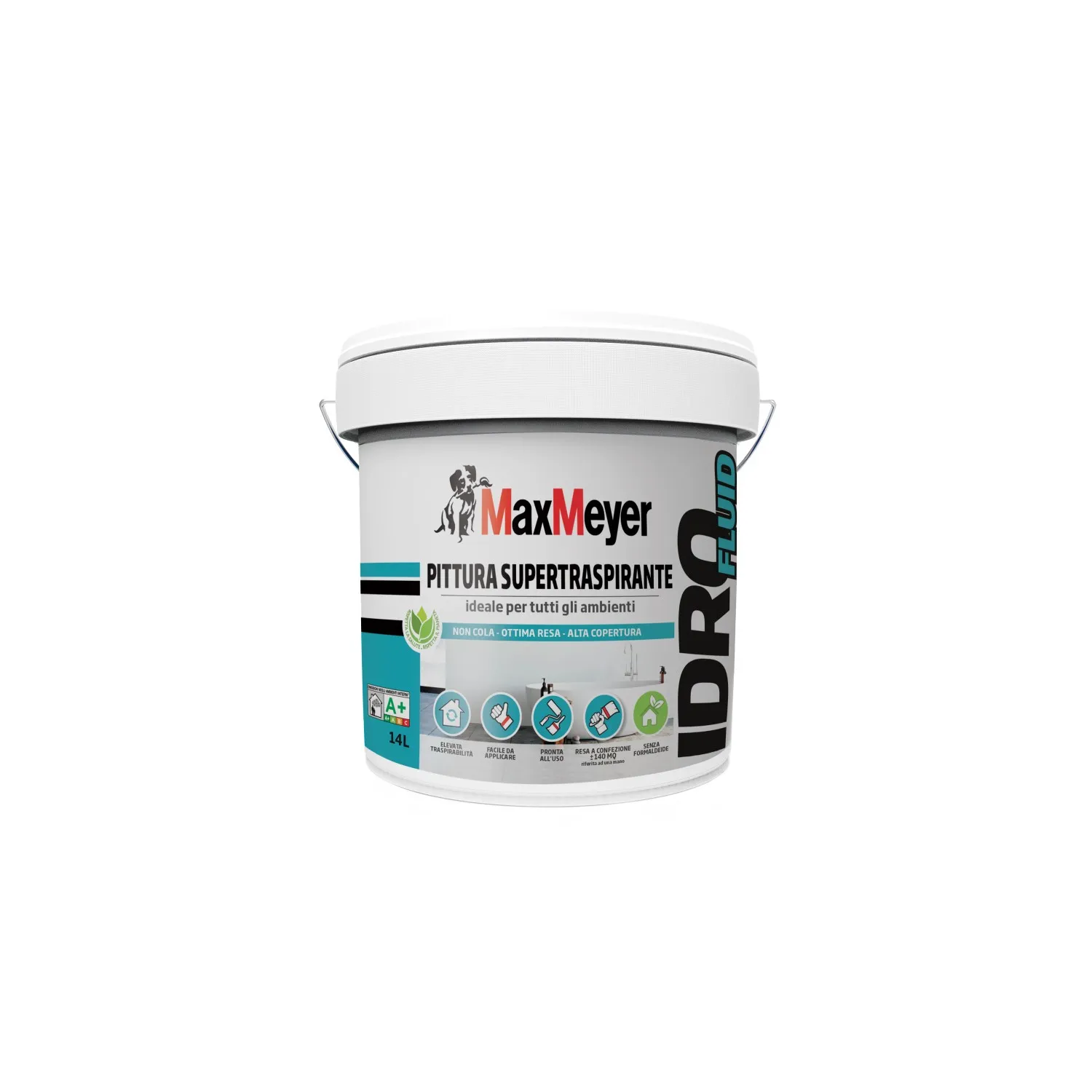 Idropittura supertraspirante MaxMeyer Idrofluid bianco 14 l