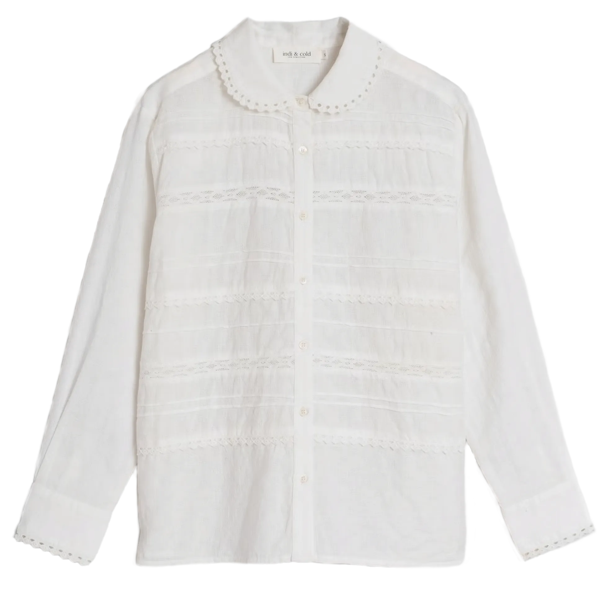  INDI & COLD   Camicia colletto claudine in cotone bio | Bianco