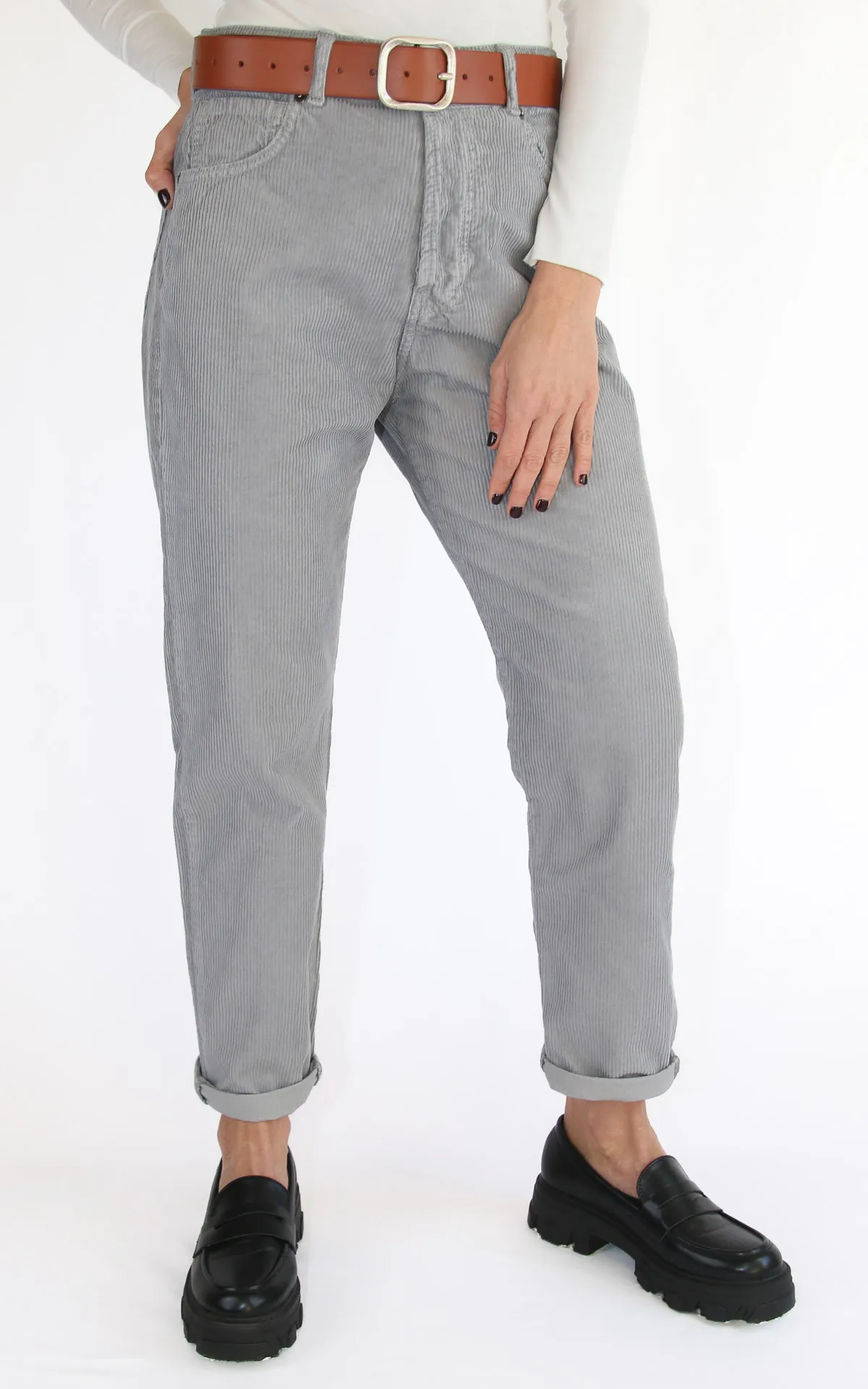 Initial- pantalone velluto mom fit – grigio