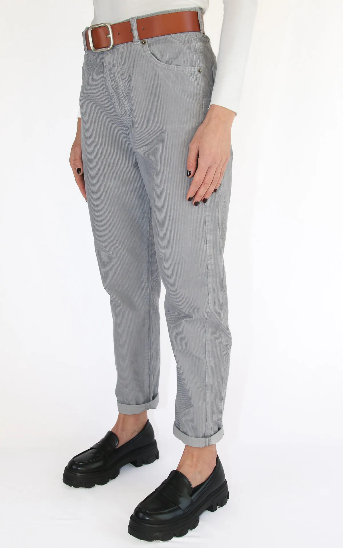 Initial- pantalone velluto mom fit – grigio