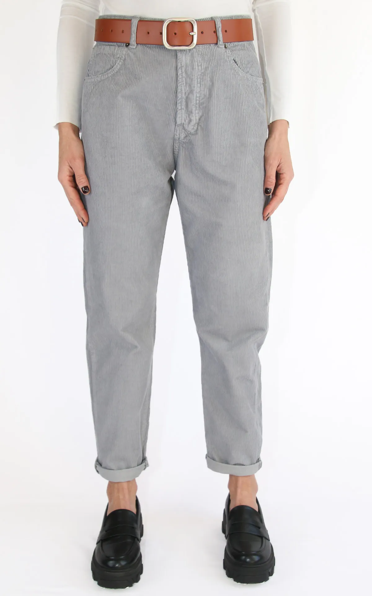 Initial- pantalone velluto mom fit – grigio