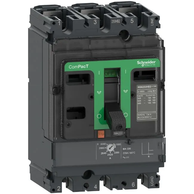Interruttore magnetotermico scatolato C25R3MA150, 3, 150A, Fissa