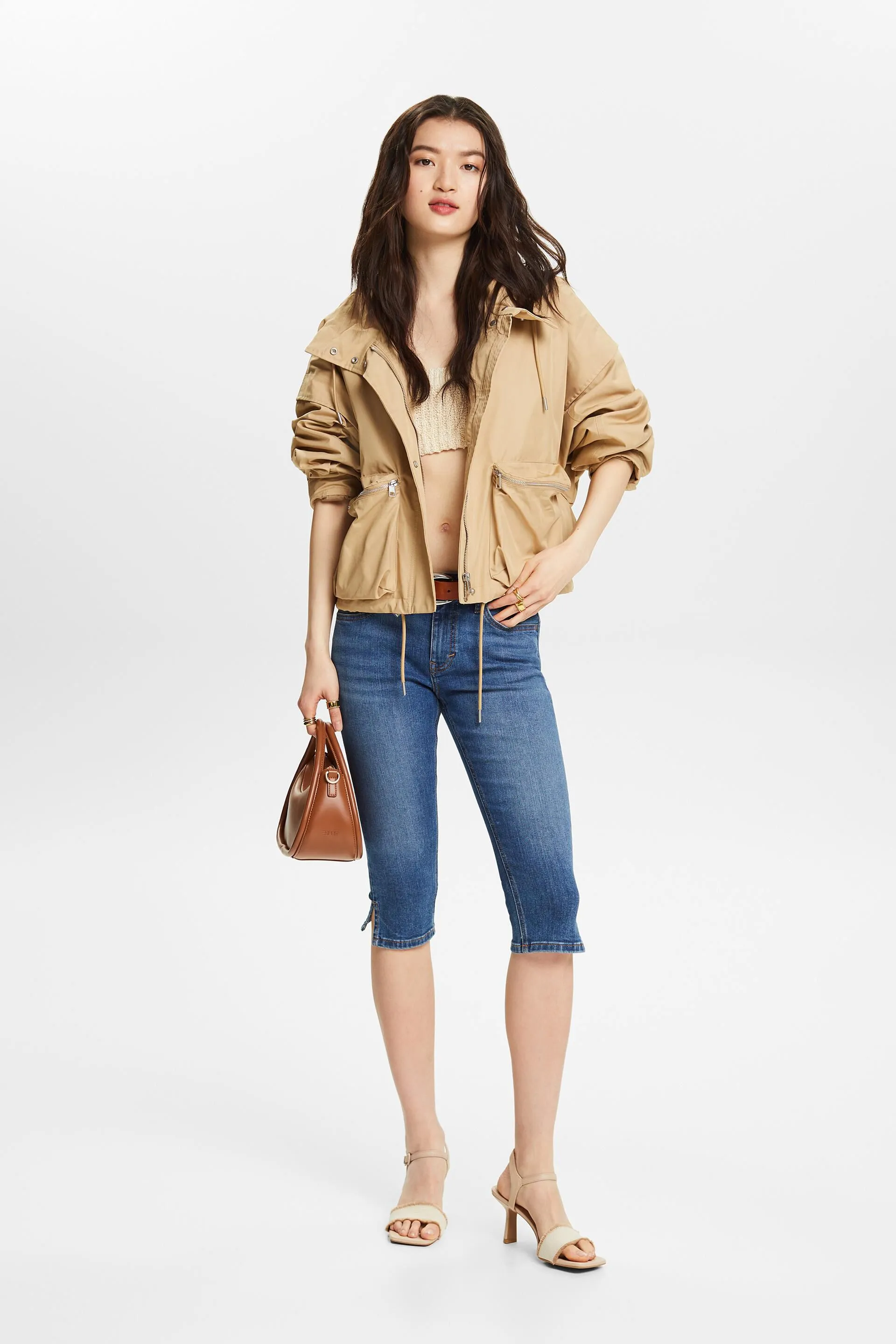 Jeans capri a vita media