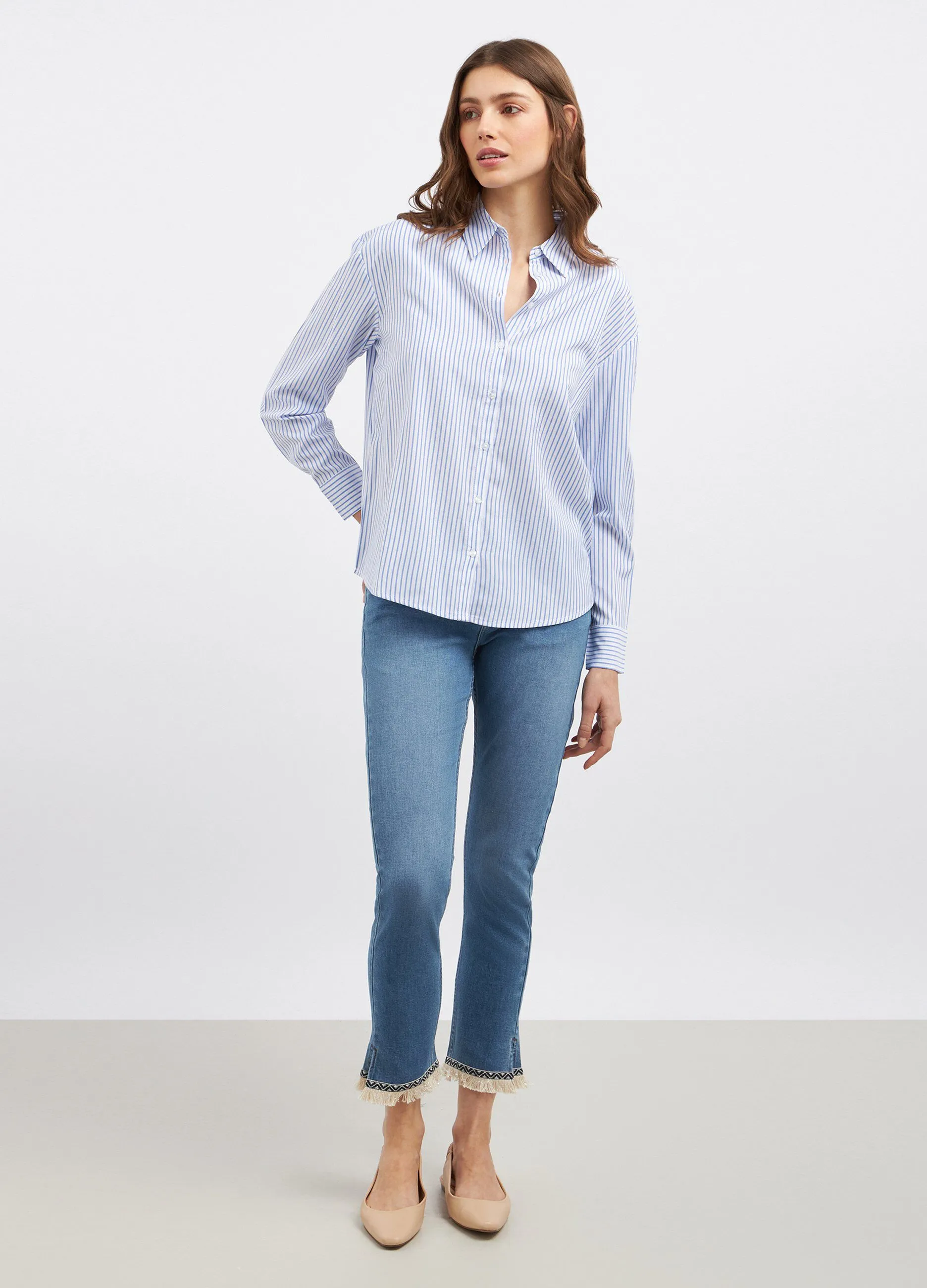 Jeans in misto cotone stretch sfrangiati donna