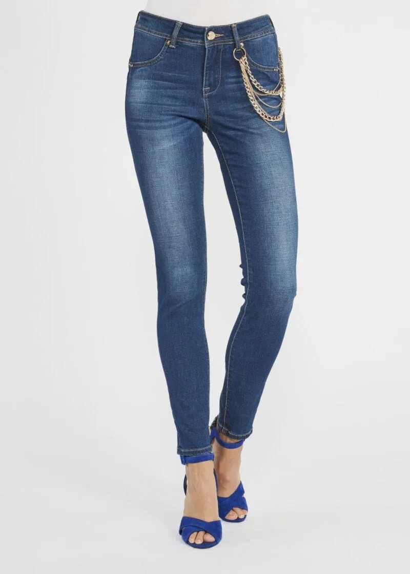 Jeans jeggings con catena
