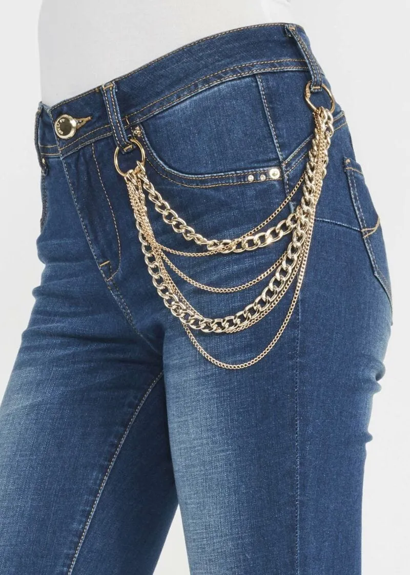 Jeans jeggings con catena