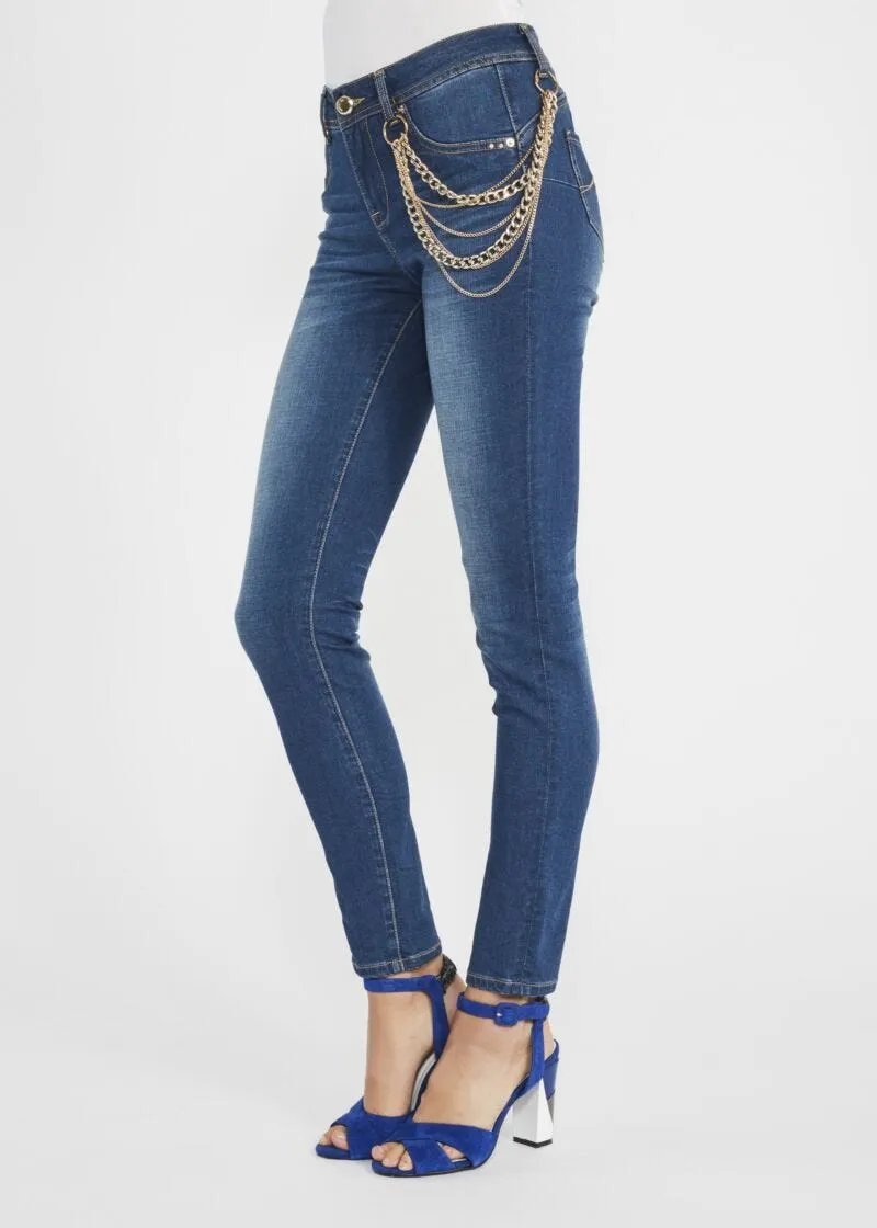 Jeans jeggings con catena