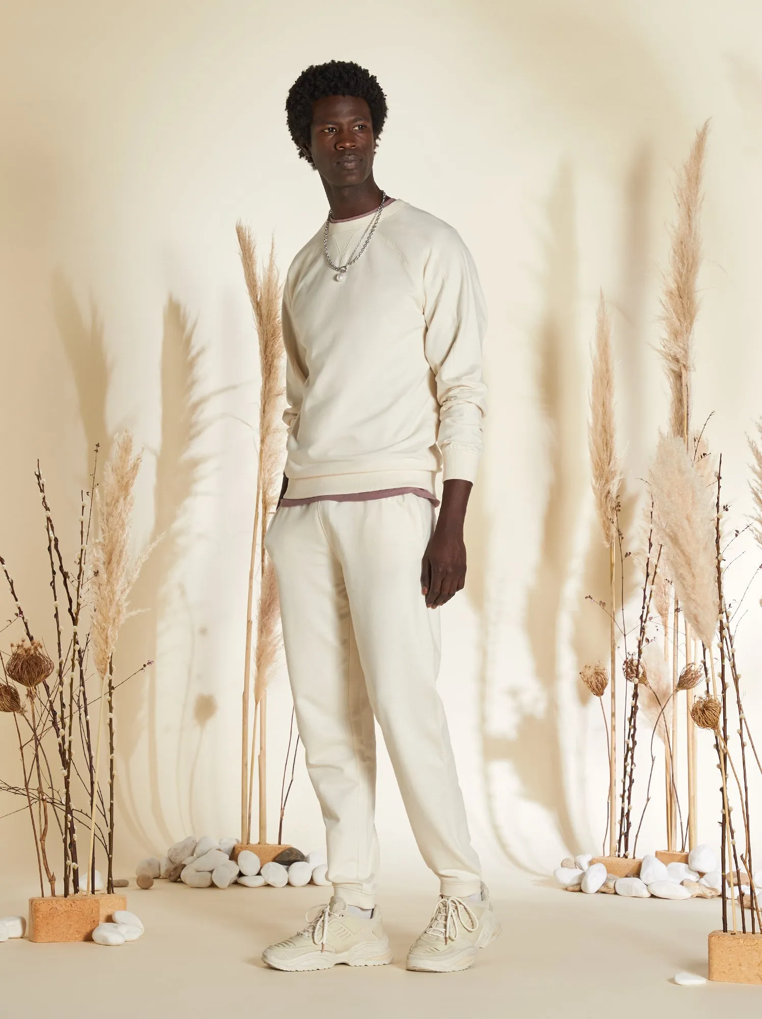 Joggers in tessuto felpato - BIANCO