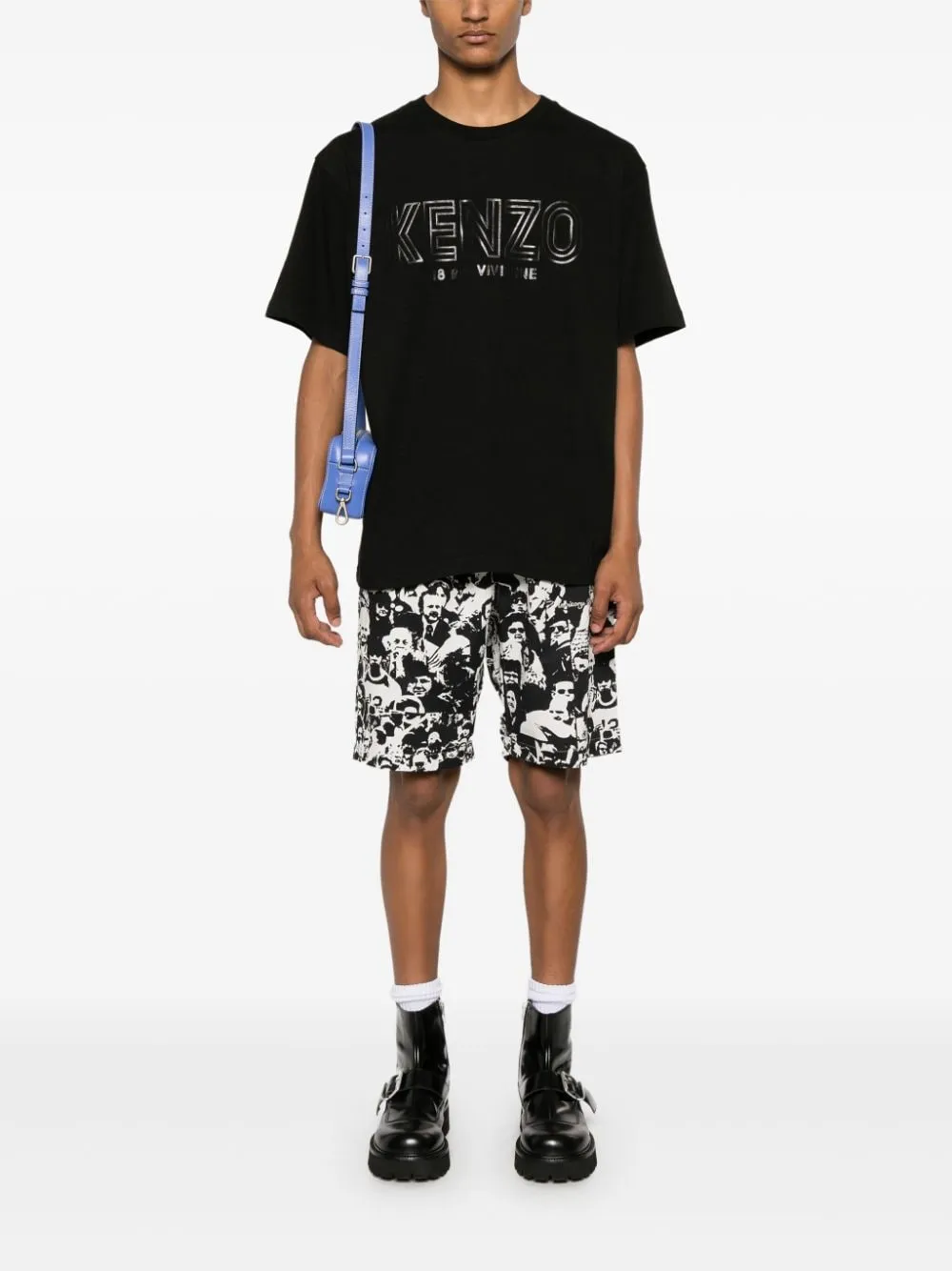 Kenzo T-shirt Nero Uomo Logo Applicato
