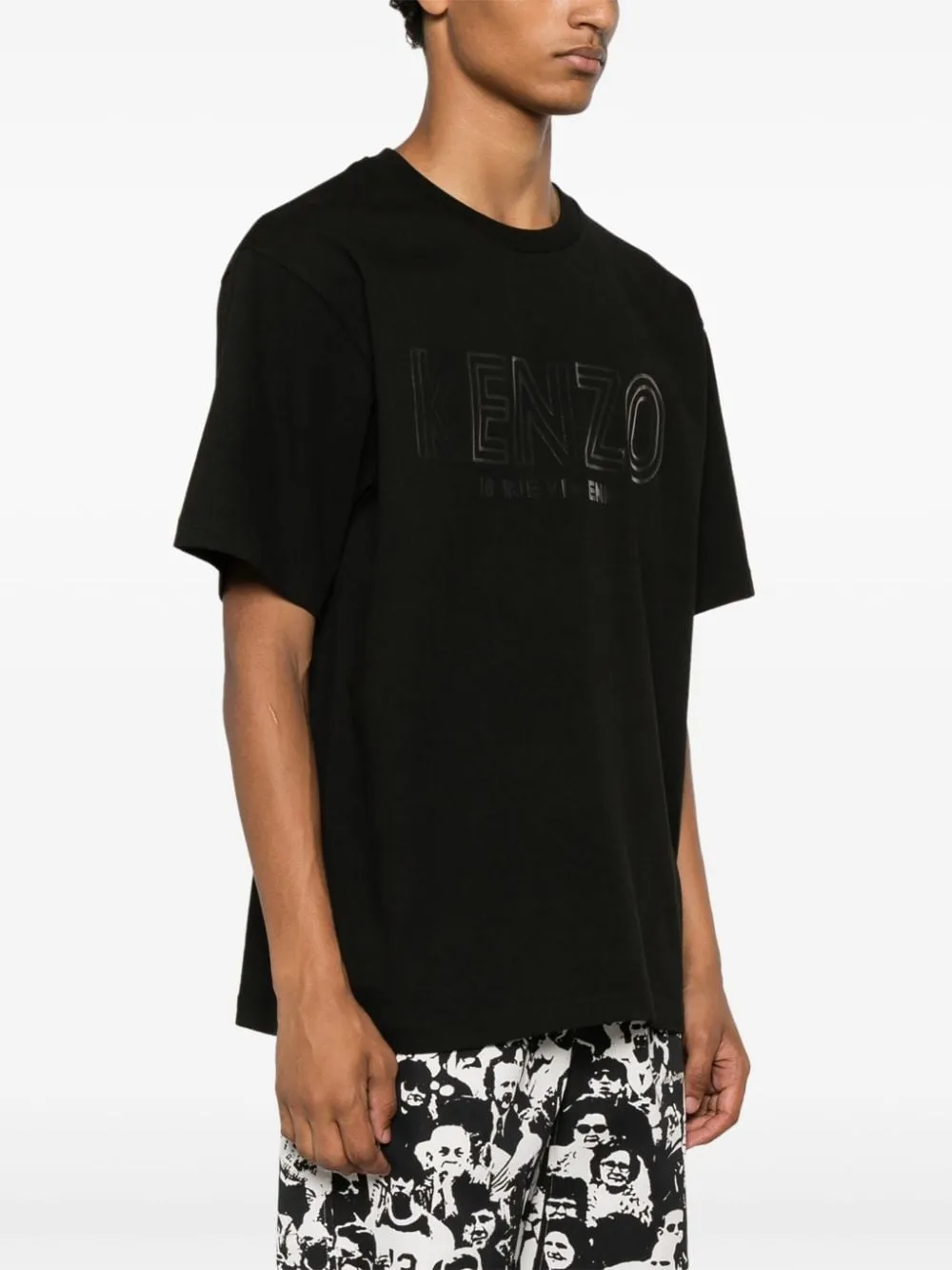 Kenzo T-shirt Nero Uomo Logo Applicato