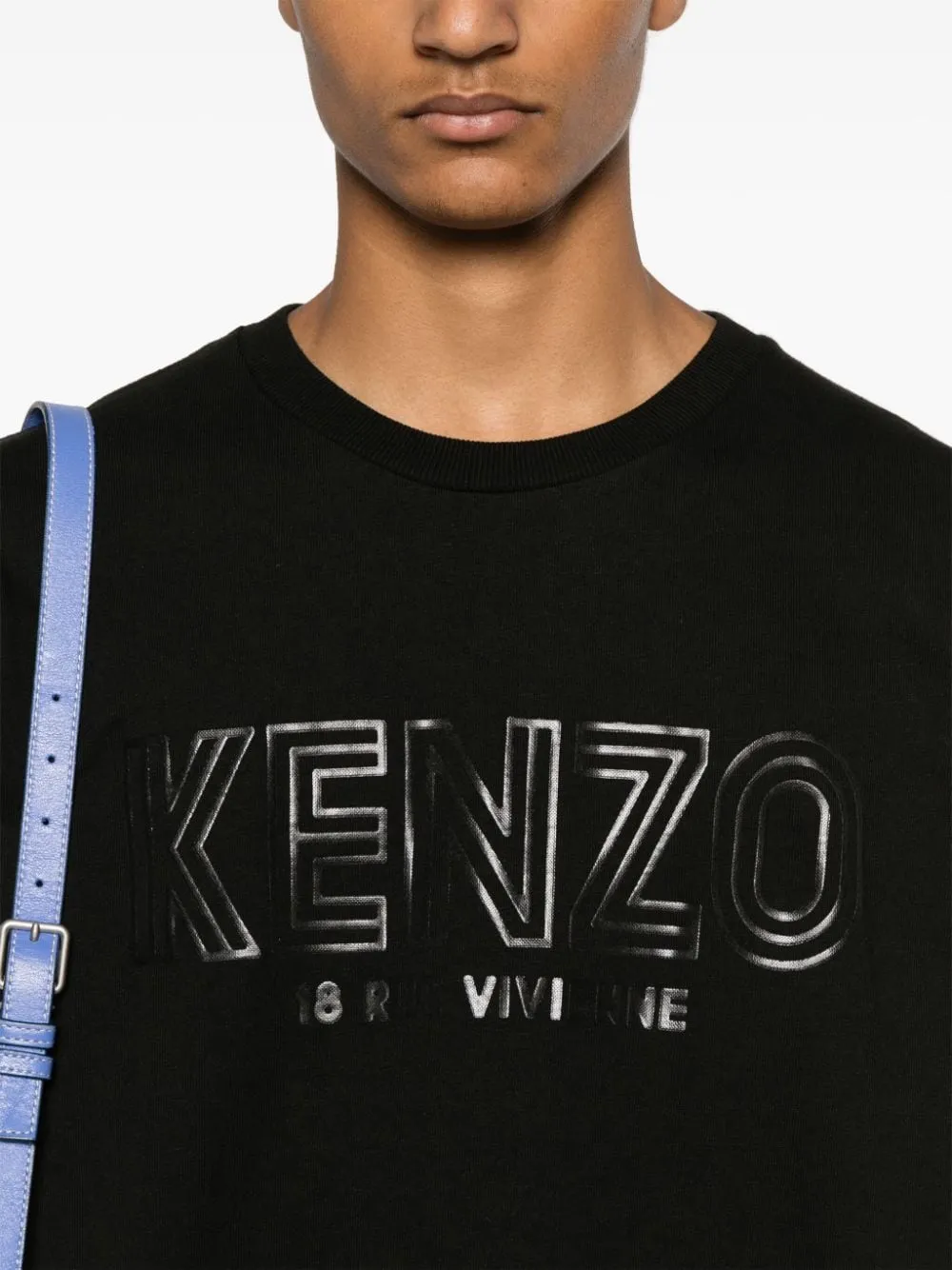 Kenzo T-shirt Nero Uomo Logo Applicato