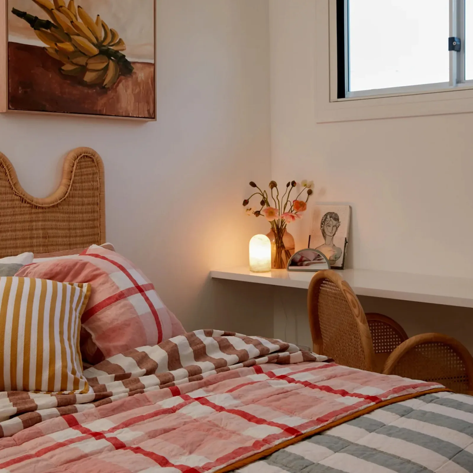 Lampada da tavolo Beacon Panton, pietra alabastro bianco, altezza 17,5 cm