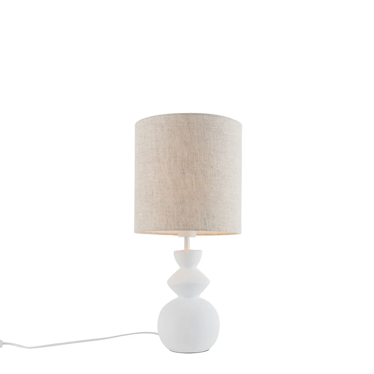 Lampada da tavolo di design con paralume in tessuto bianco grigio chiaro 25 cm - Alisia
