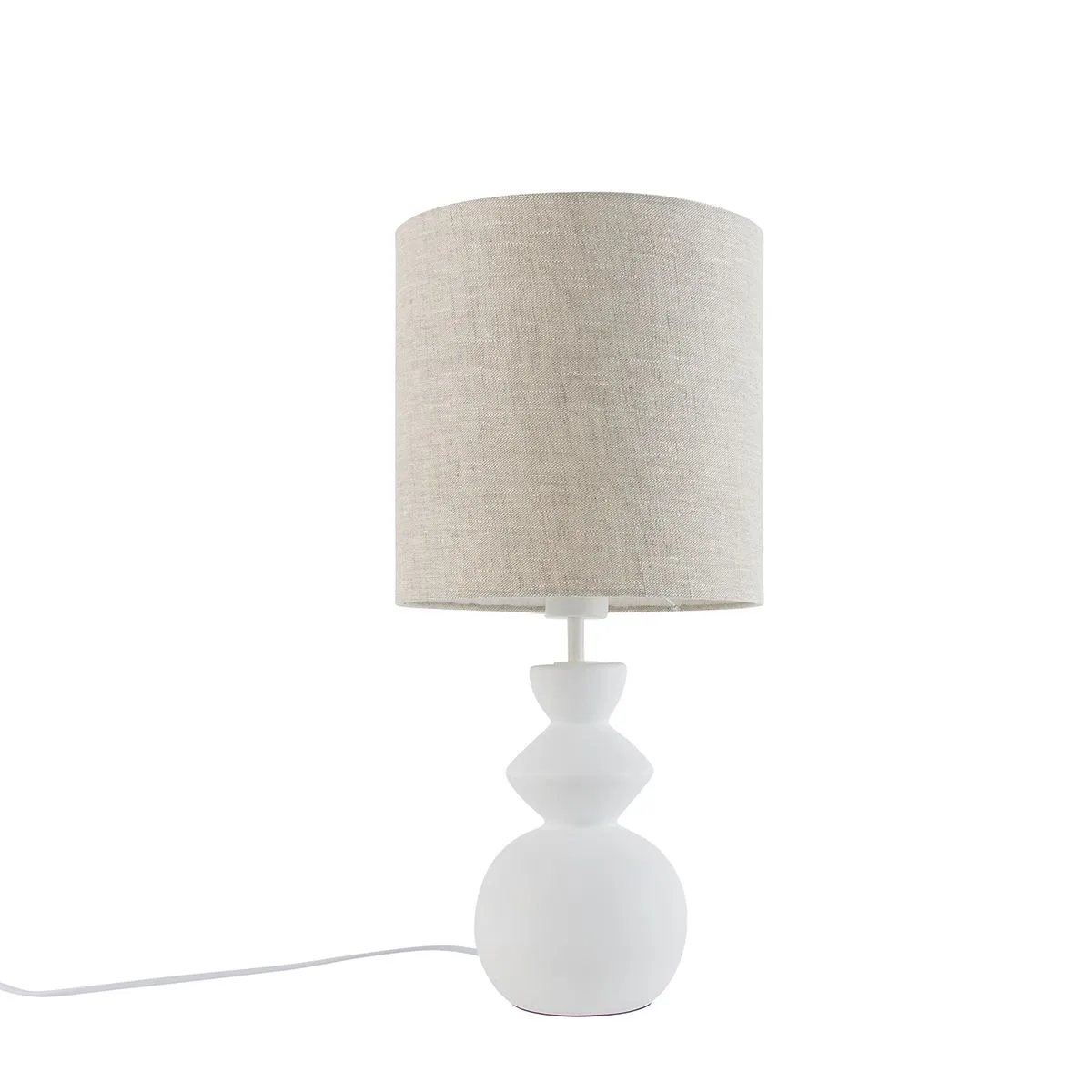 Lampada da tavolo di design con paralume in tessuto bianco grigio chiaro 25 cm - Alisia