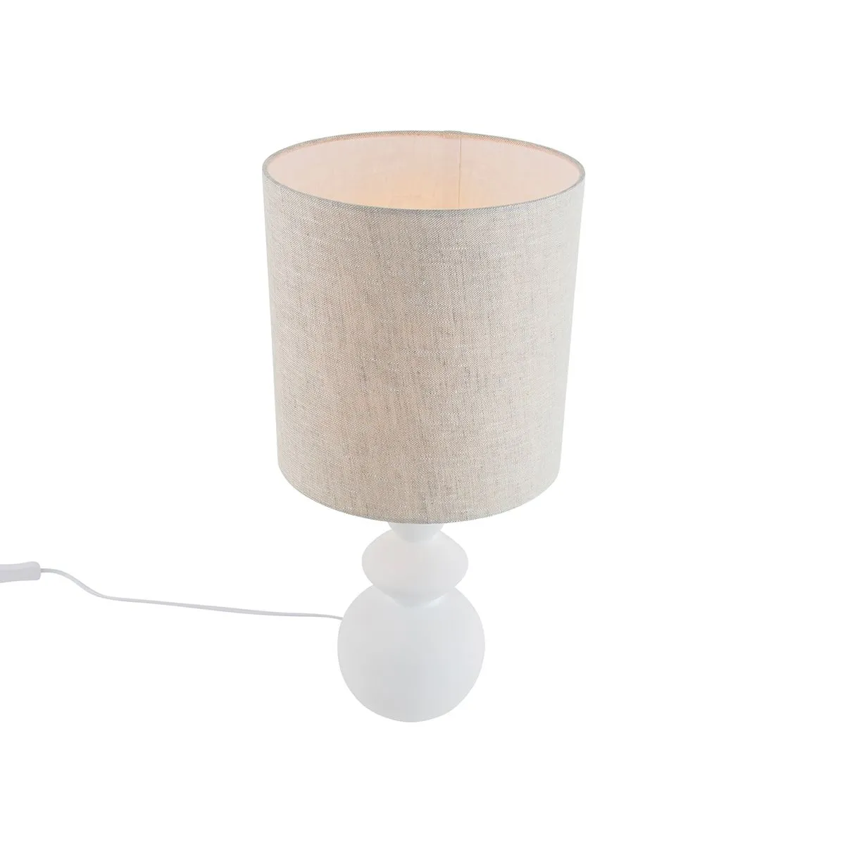 Lampada da tavolo di design con paralume in tessuto bianco grigio chiaro 25 cm - Alisia