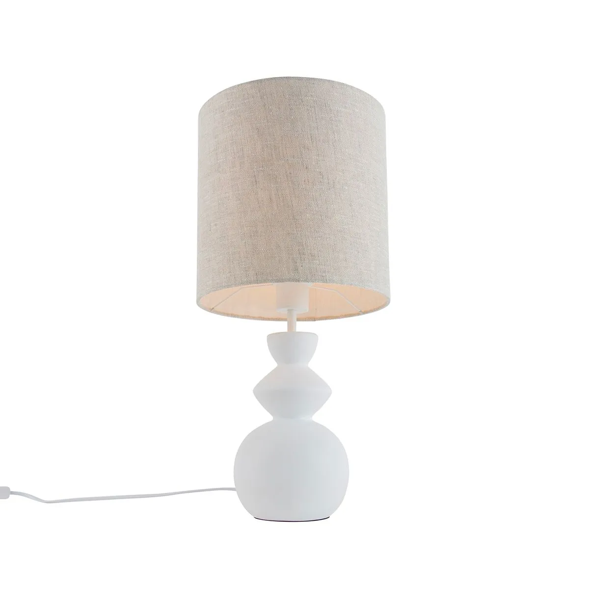 Lampada da tavolo di design con paralume in tessuto bianco grigio chiaro 25 cm - Alisia