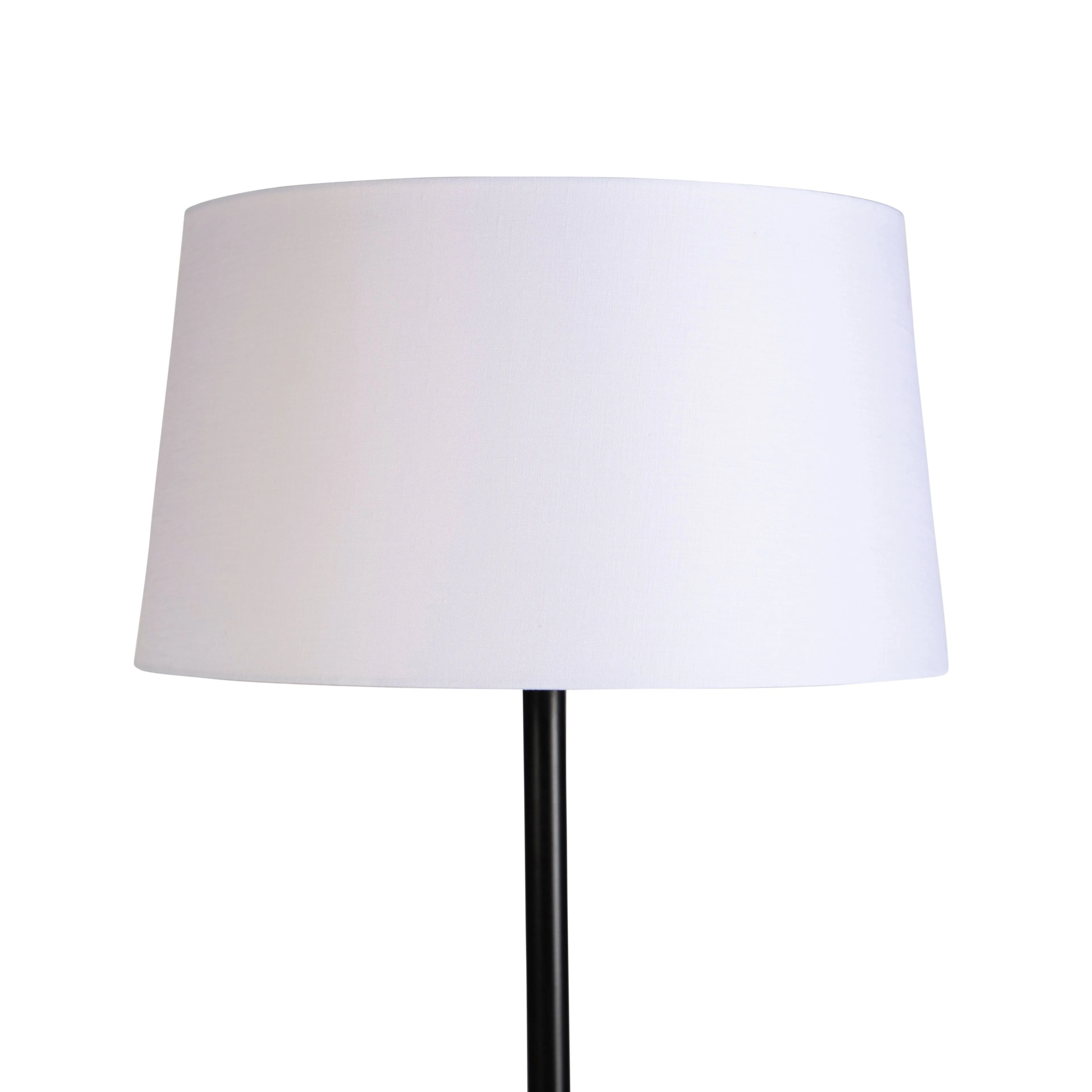 Lampada da terra nera con paralume in lino bianco 45 cm - Simplo