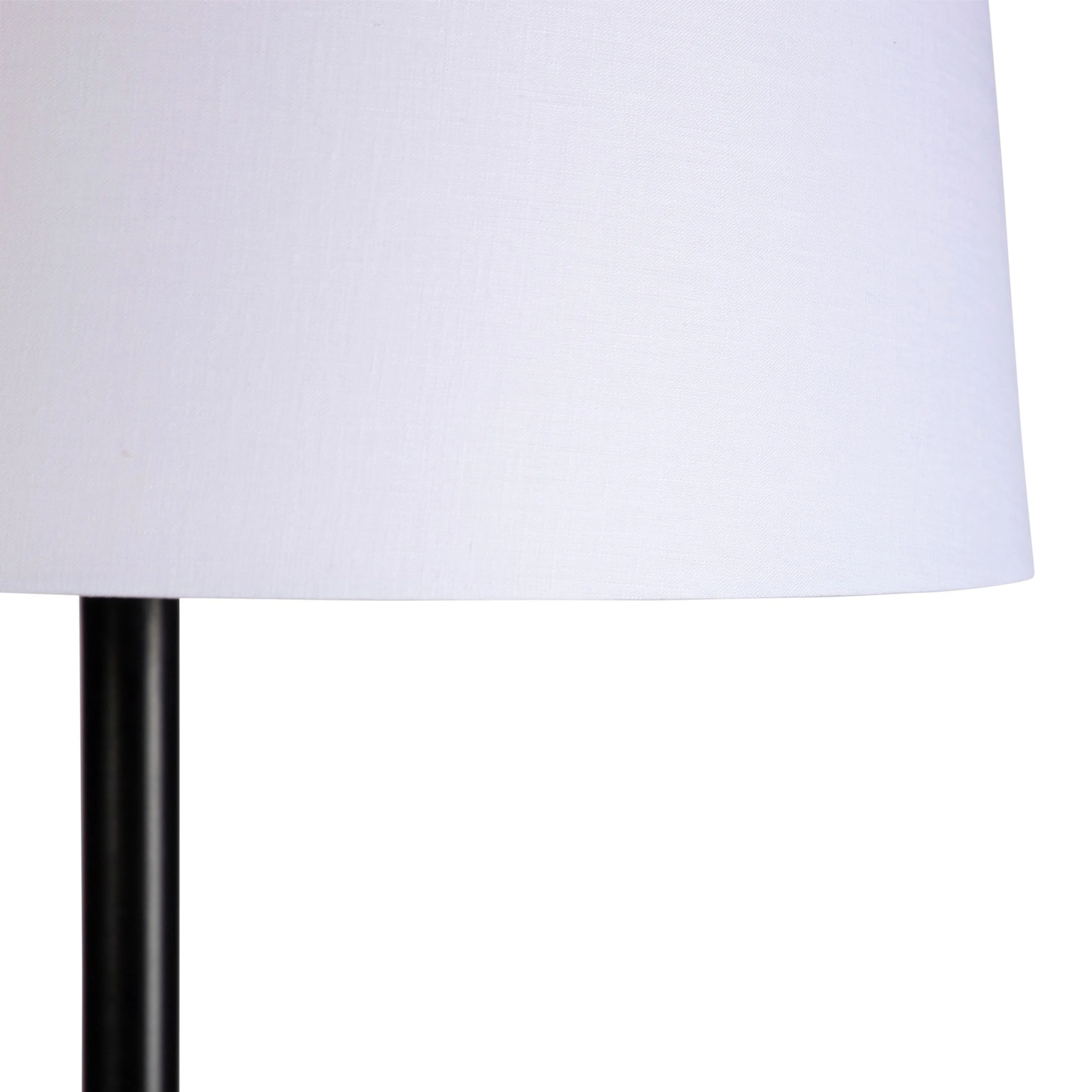 Lampada da terra nera con paralume in lino bianco 45 cm - Simplo