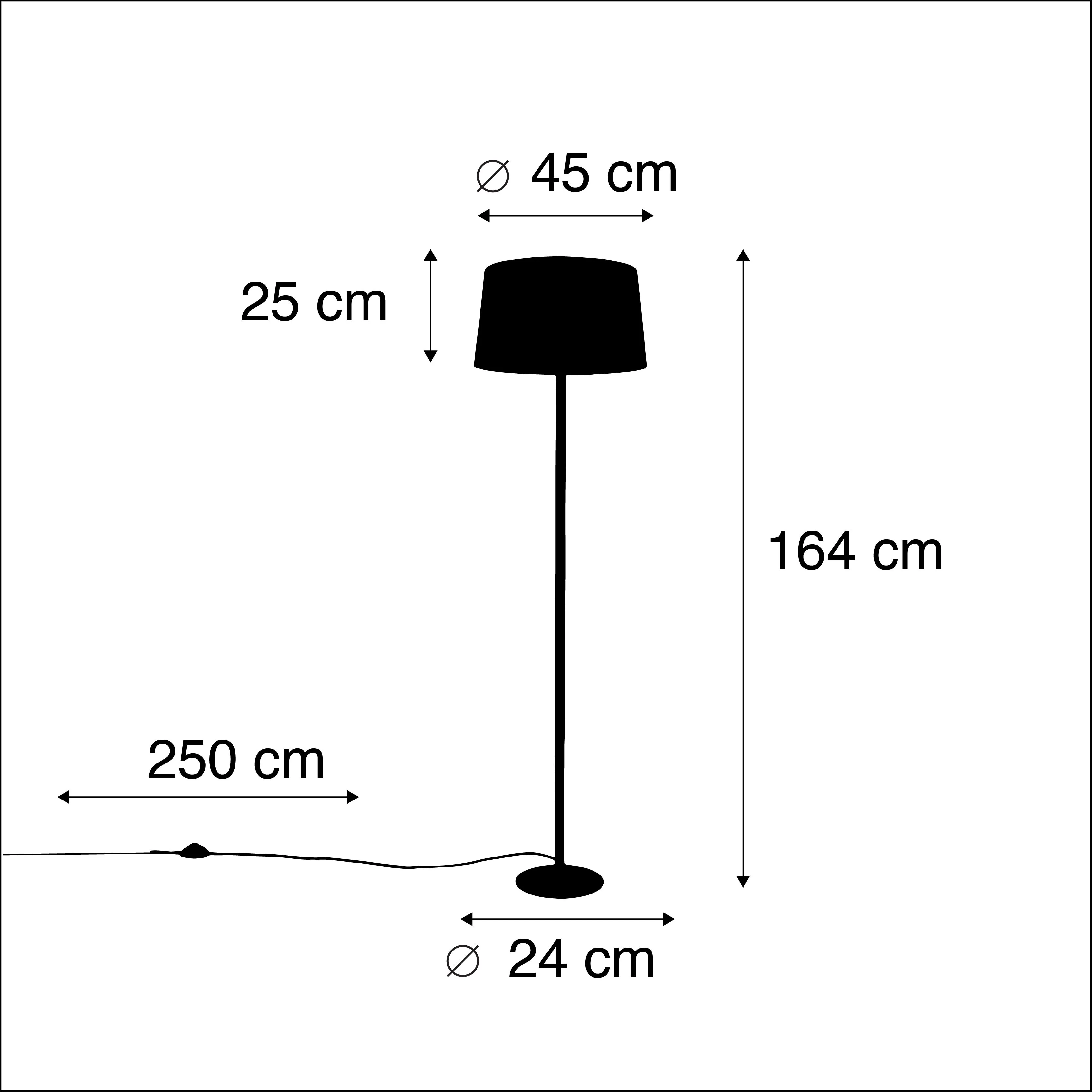 Lampada da terra nera con paralume in lino bianco 45 cm - Simplo