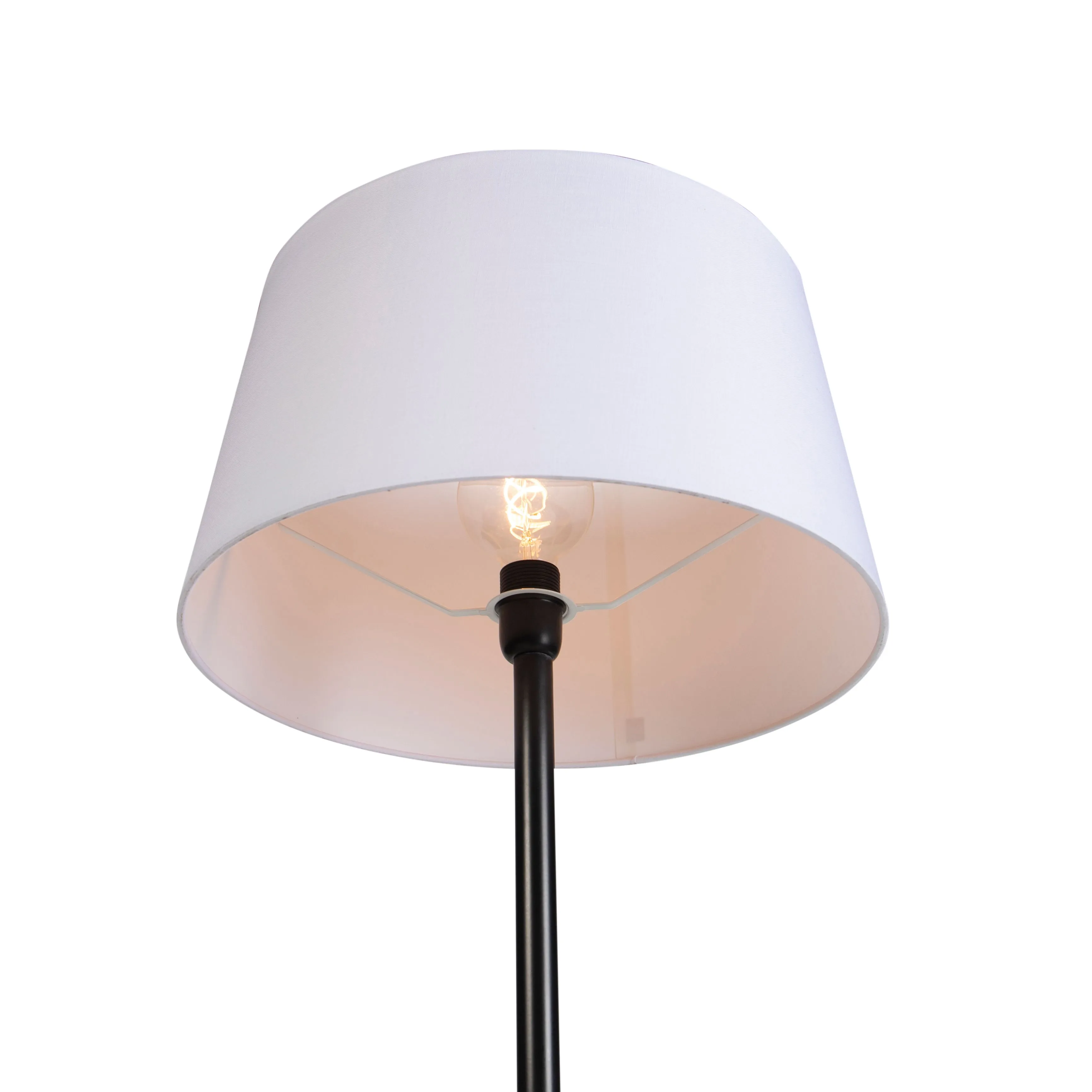 Lampada da terra nera con paralume in lino bianco 45 cm - Simplo