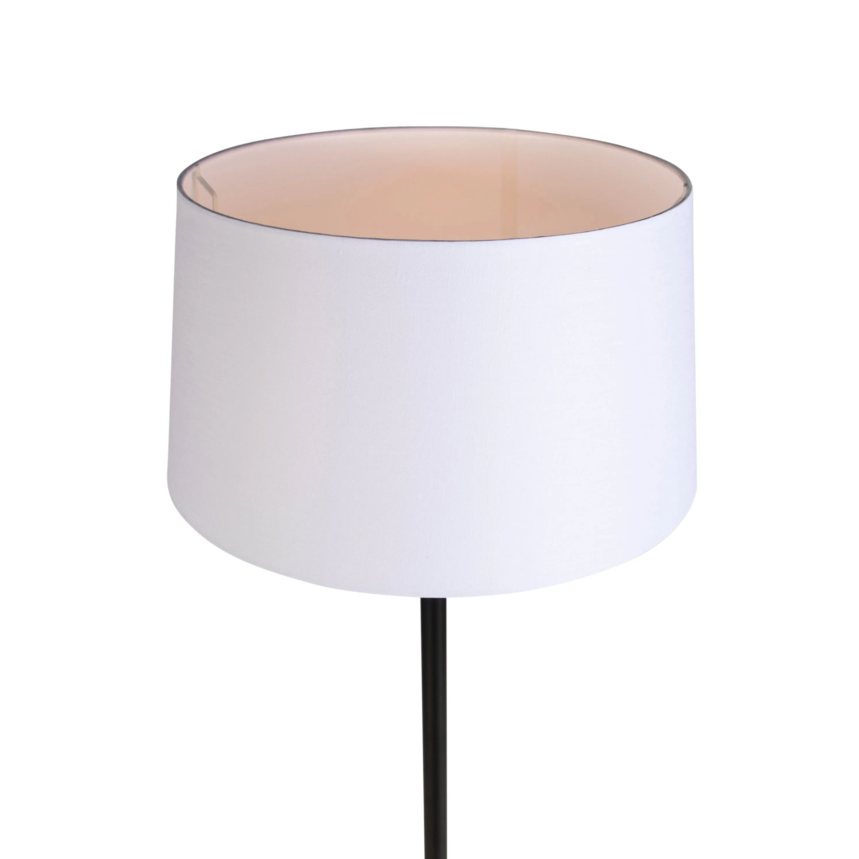 Lampada da terra nera con paralume in lino bianco 45 cm - Simplo