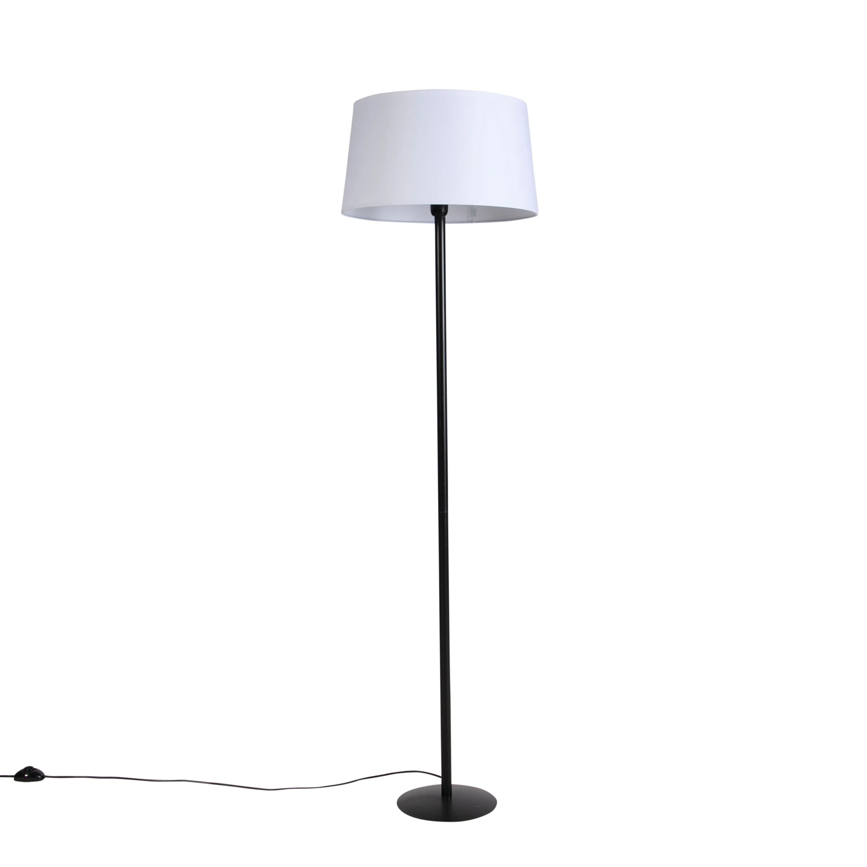 Lampada da terra nera con paralume in lino bianco 45 cm - Simplo