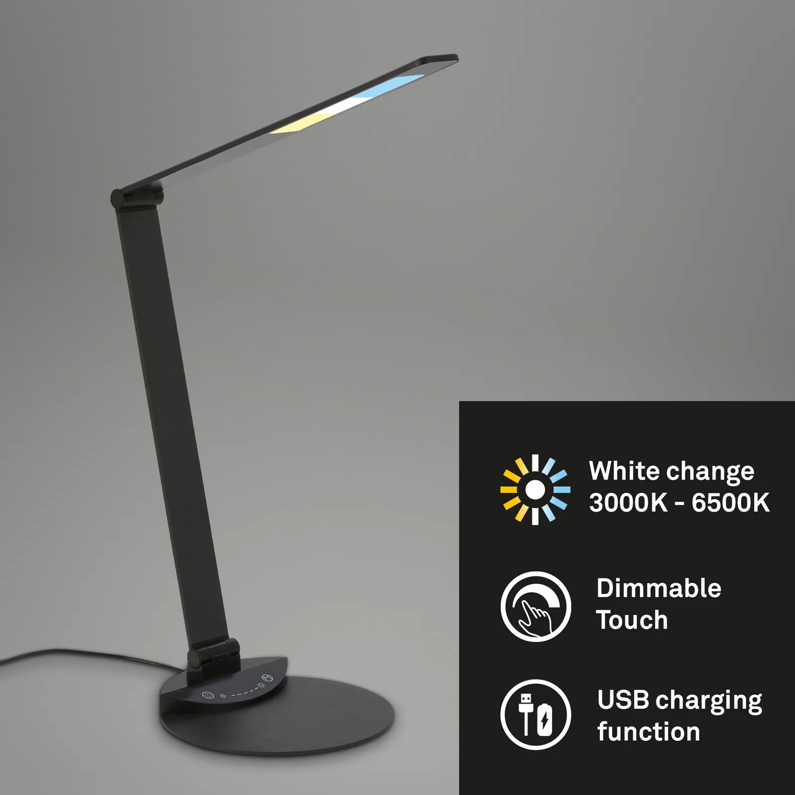 Lampada LED da scrivania Haiti touchdim CCT nero