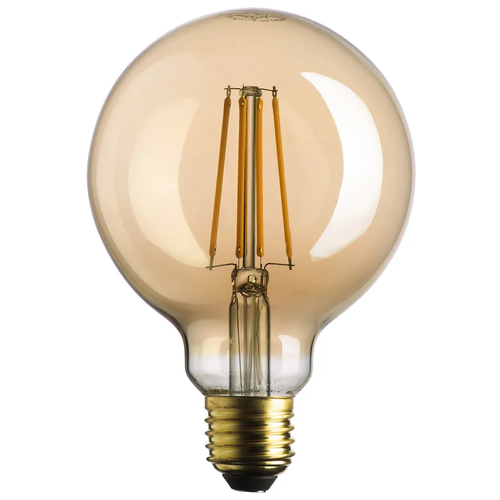 Lampadina BOT LIGHTING SHOT – GLOBO 95 GOLD E27 LED 7W 725Lm Luce Calda 2500K Vintage Vetro Ambra Trasparente