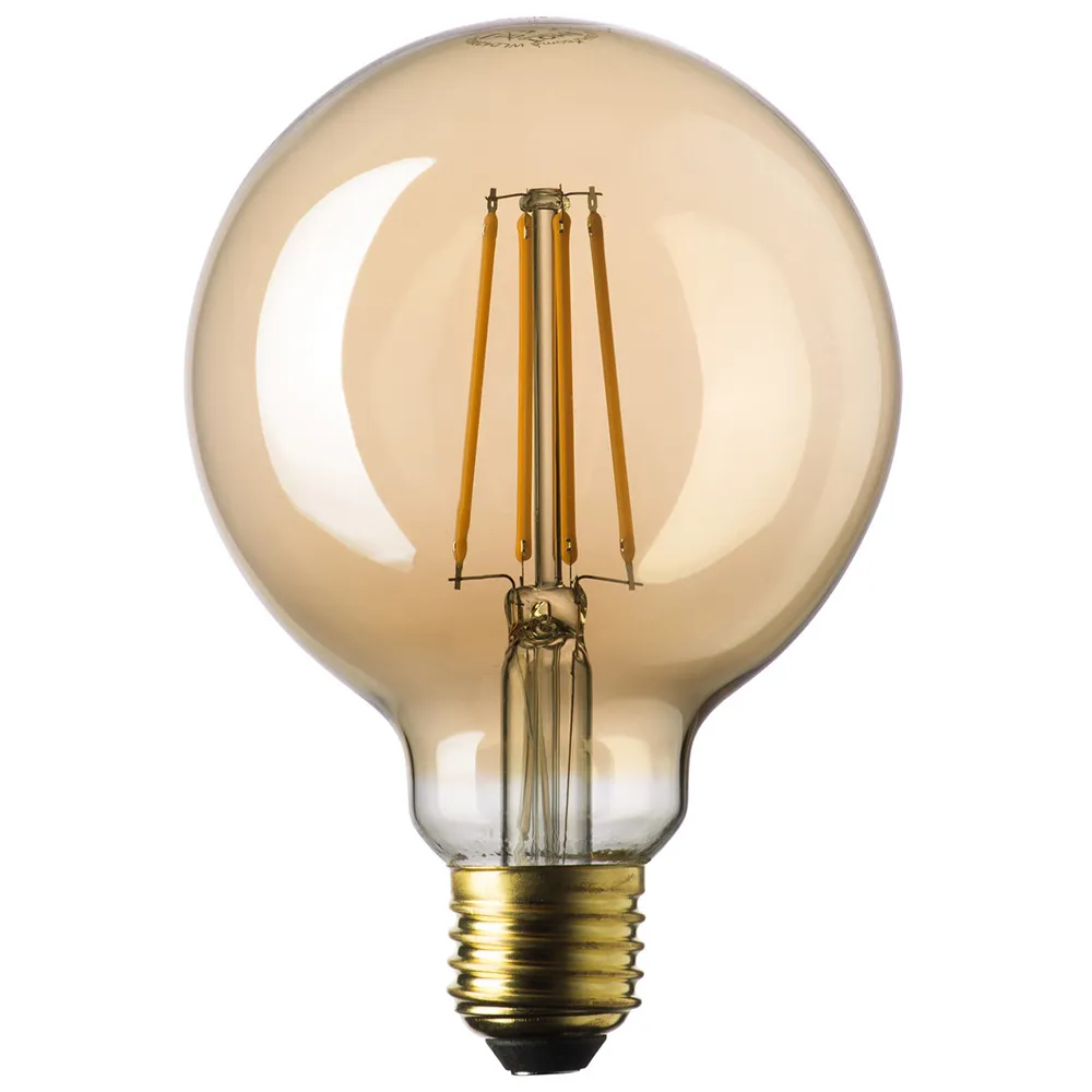 Lampadina BOT LIGHTING SHOT – GLOBO 95 GOLD E27 LED 7W 725Lm Luce Calda 2500K Vintage Vetro Ambra Trasparente