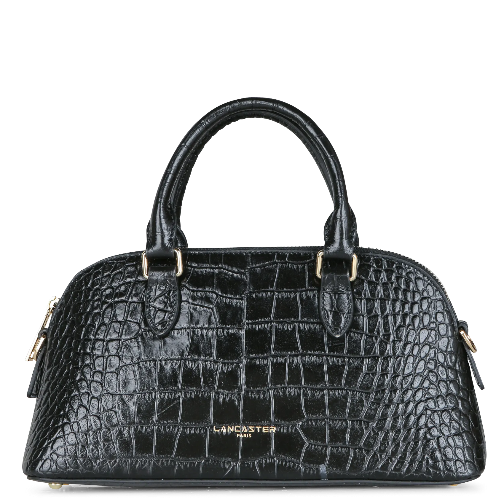  LANCASTER PARIS   EXO - Borsa a mezzaluna in pelle stampata effetto coccodrillo | Nero