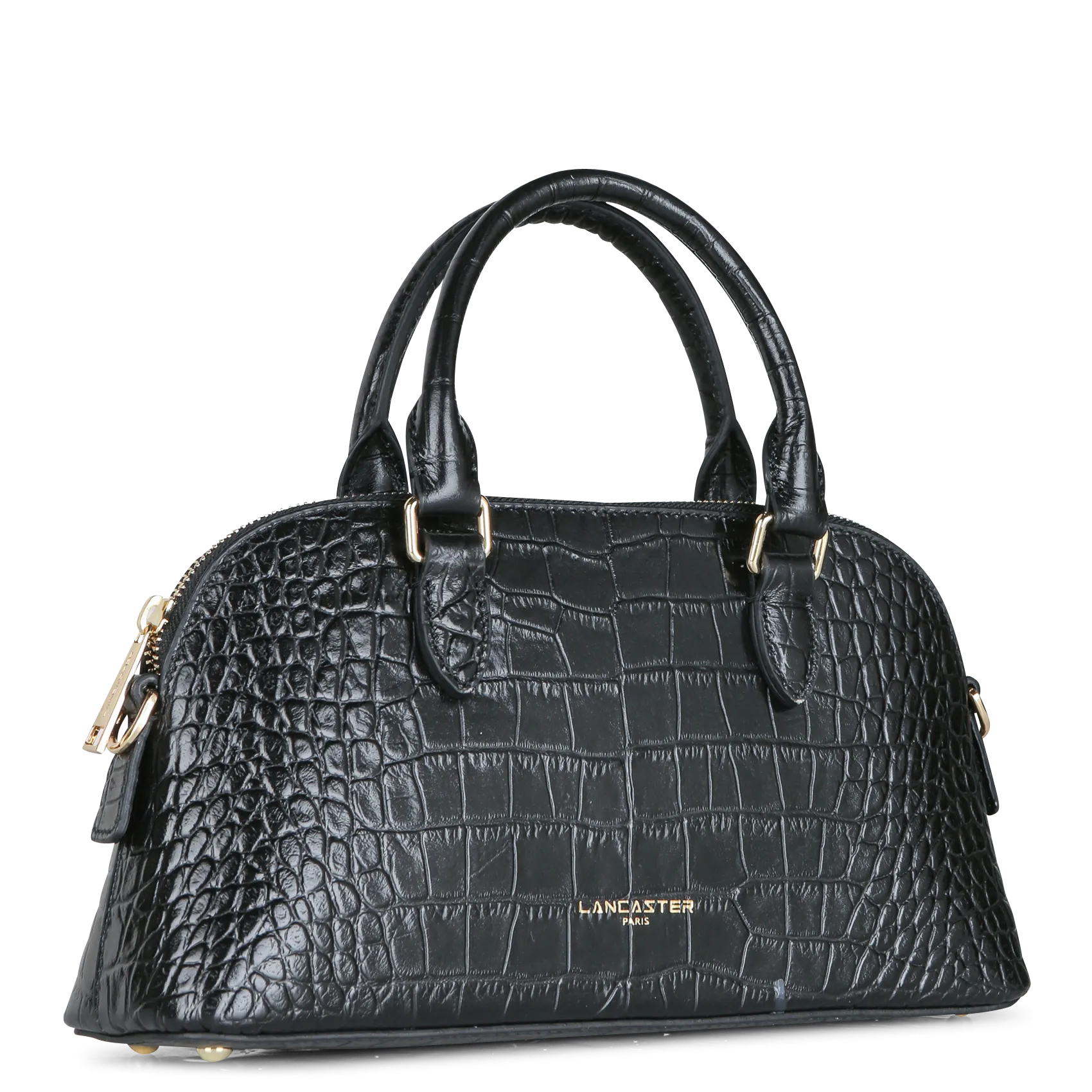  LANCASTER PARIS   EXO - Borsa a mezzaluna in pelle stampata effetto coccodrillo | Nero