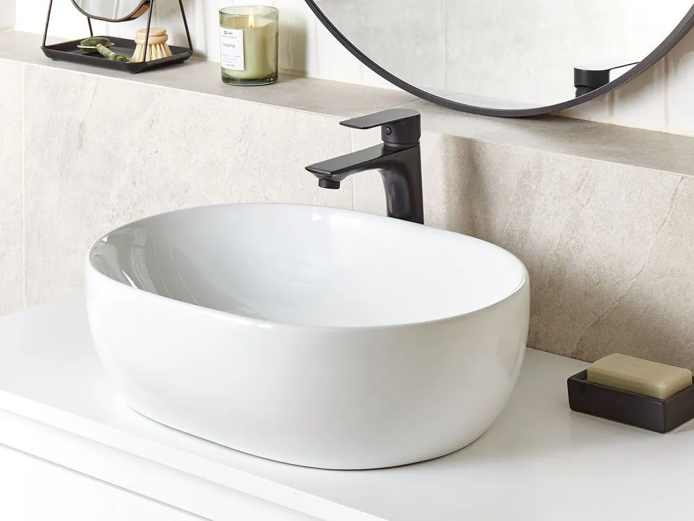 Lavabo bagno ceramica bianco 48 x 34 cm OMOA