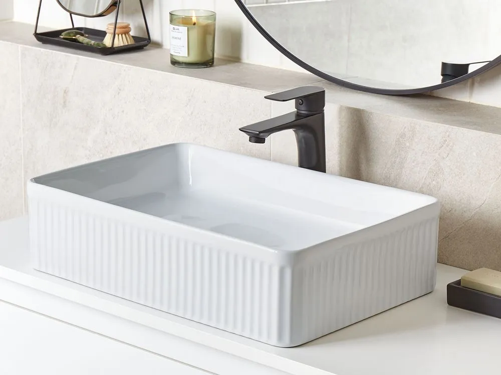 Lavabo bagno ceramica bianco 50 x 34 cm GELDO