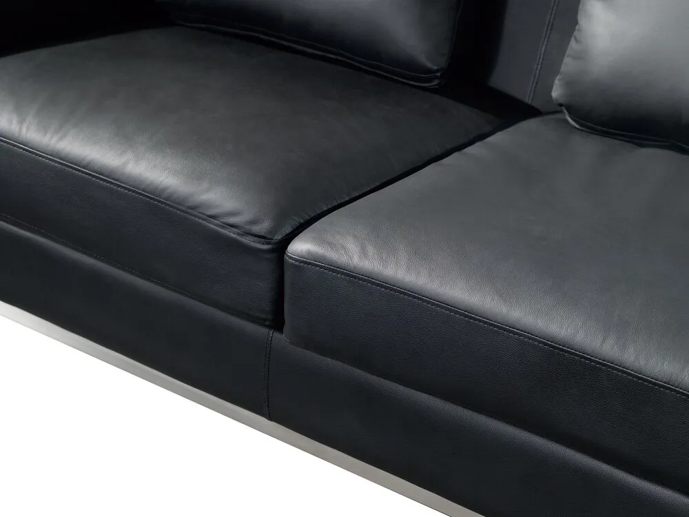 Left Hand Leather Corner Sofa with Ottoman Black OSLO