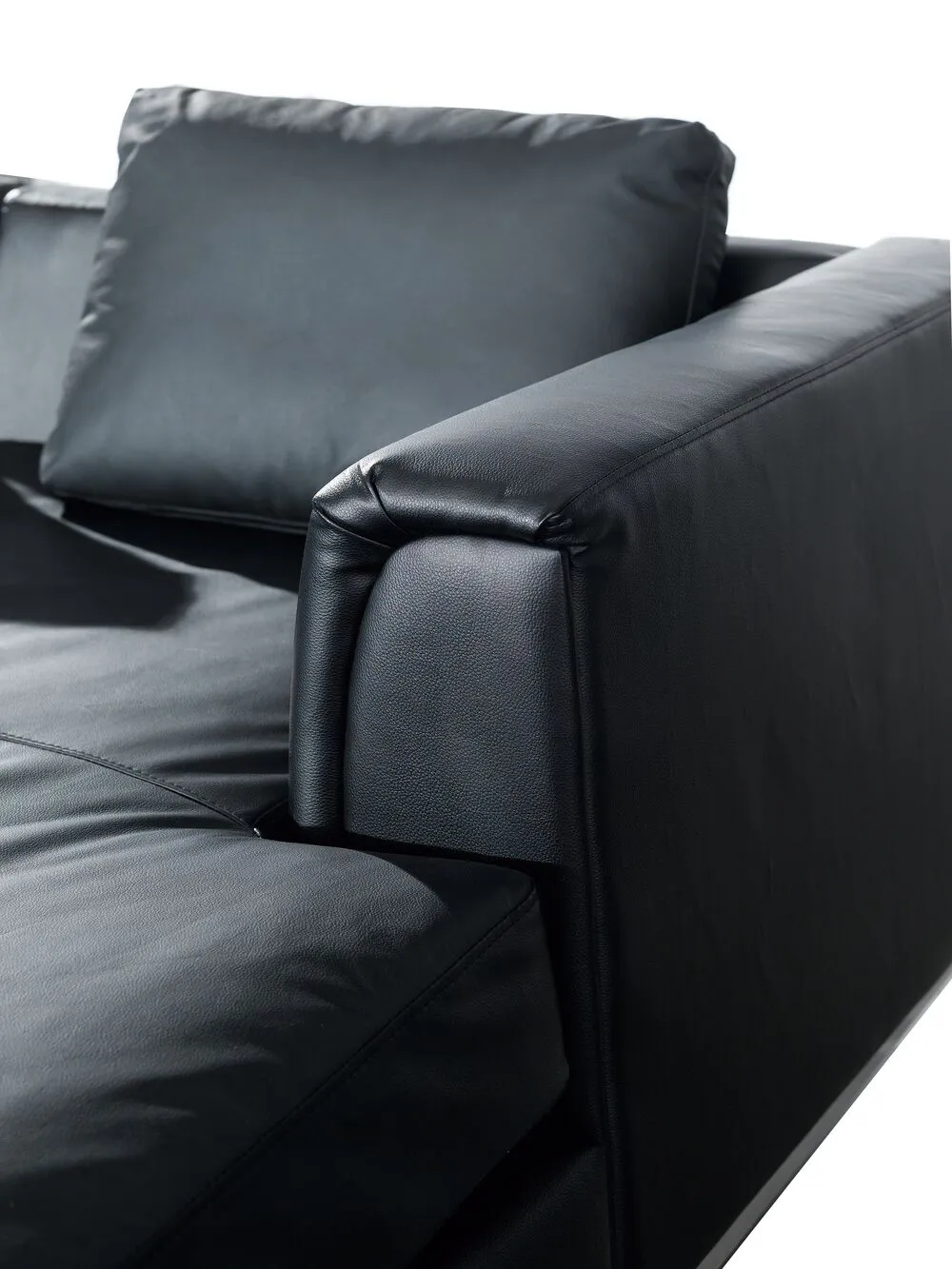 Left Hand Leather Corner Sofa with Ottoman Black OSLO