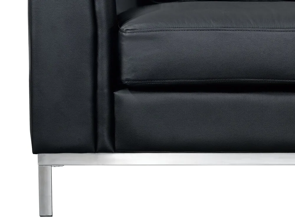 Left Hand Leather Corner Sofa with Ottoman Black OSLO