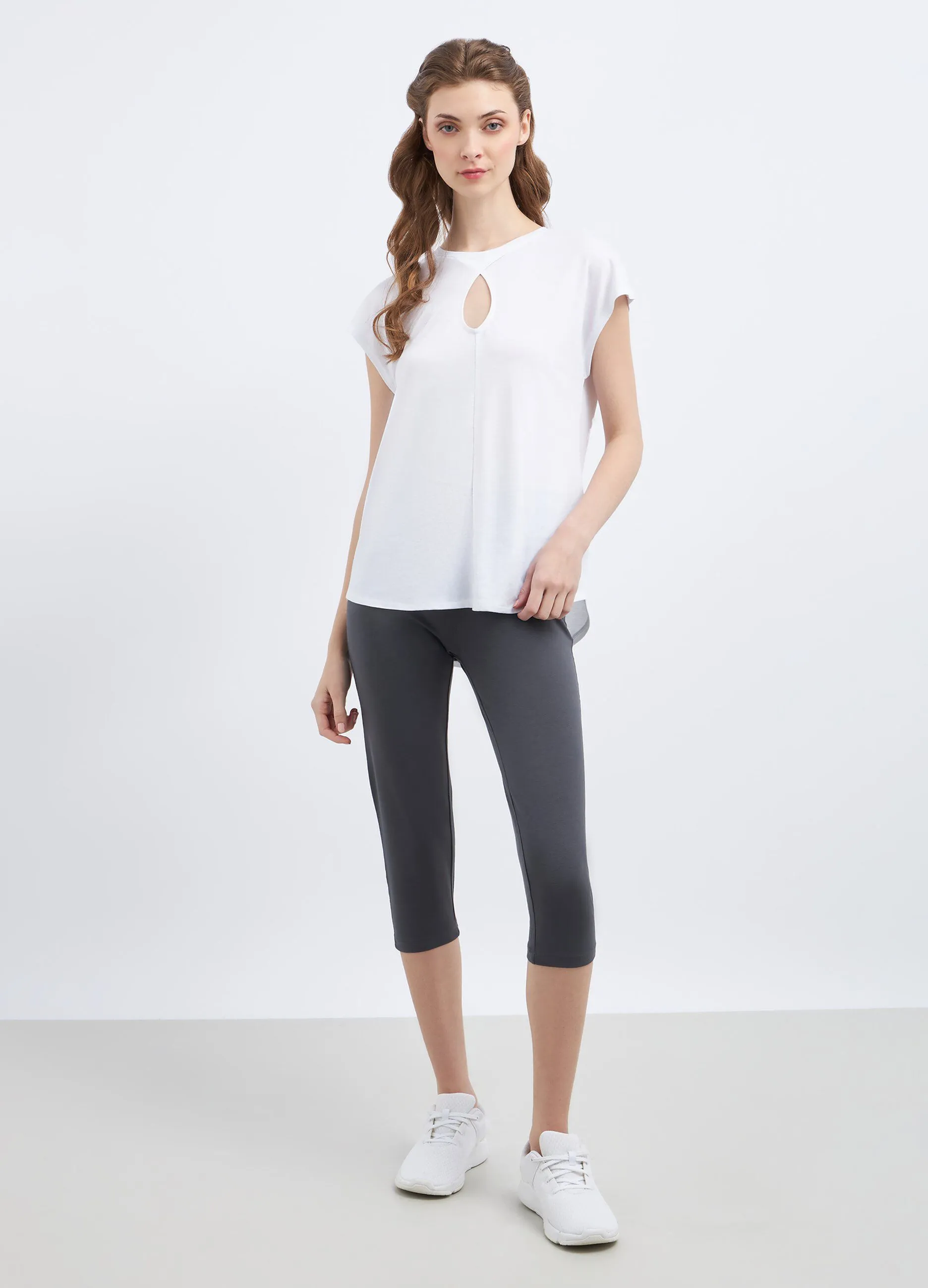 Leggings capri in cotone stretch donna